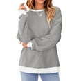Fantaslook Color Block Sweatshirts for Women Crewneck Long Sleeve Oversized Pullover Tops Casual Fall Outfits