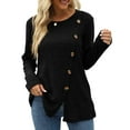 Fantaslook Blouses for Women Long Sleeve Crew Neck Tunic Tops Buttons Side Fall Shirts
