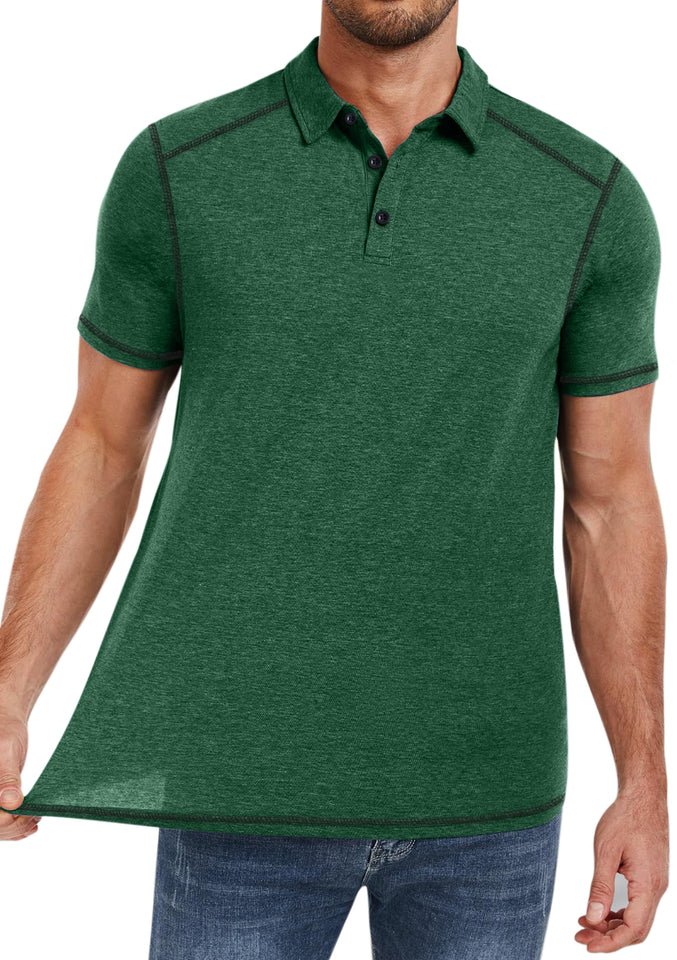 Thrilos Mens Polo Knit Shirts Short Sleeve Golf Shirts Casual Button Down T Shirts Solid Color Slim Fit Tops