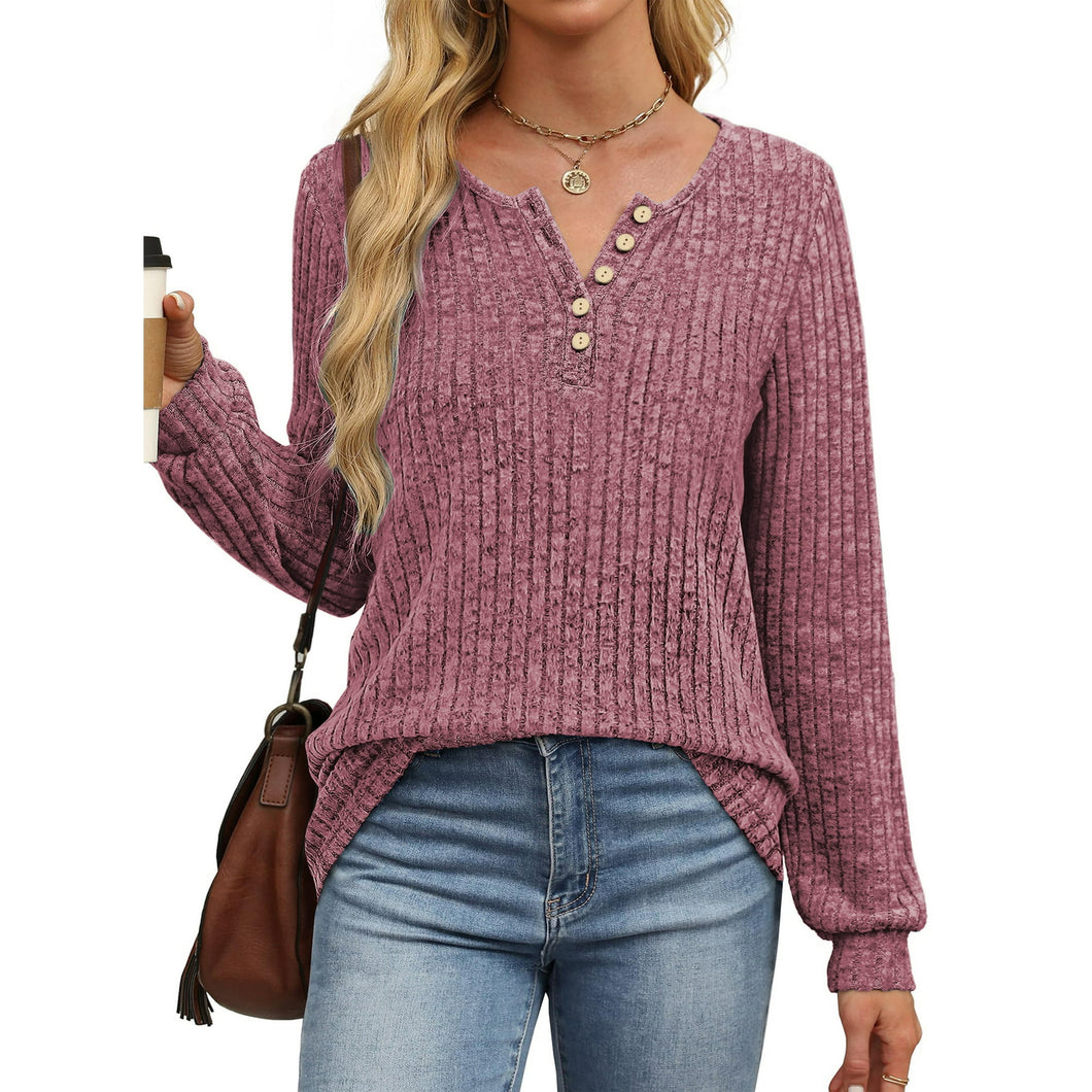 Fantaslook Henley Long Sleeve Shirts for Women Casual Tunic Tops Fall Dressy Blouses Lightweight Pullover