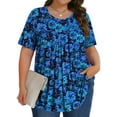 Fantaslook Womens Plus Size Tops Tunic Short Sleeve Shirts Floral Blouses Loose Summer Tops