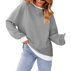 Fantaslook Color Block Sweatshirts for Women Crewneck Long Sleeve Oversized Pullover Tops Casual Fall Outfits