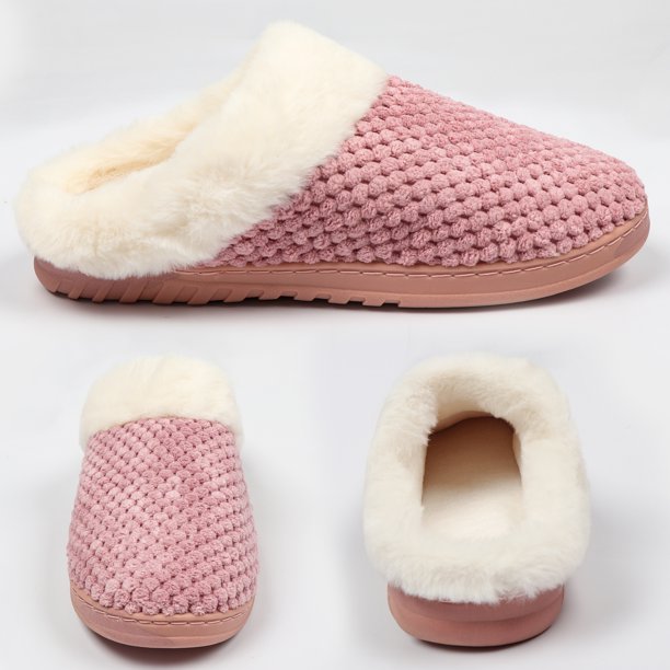 Women's Fuzzy House Slippers Fish Scale Pattern Home Shoes