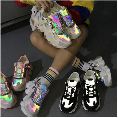 2020 Summer Women Reflective Chunky Sneakers
