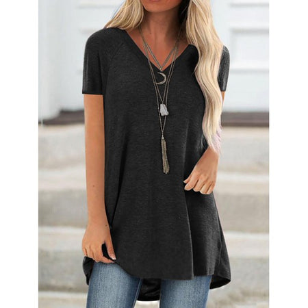 Fantaslook Casual Women T-shirts V-Neck Loose Tunics Tee