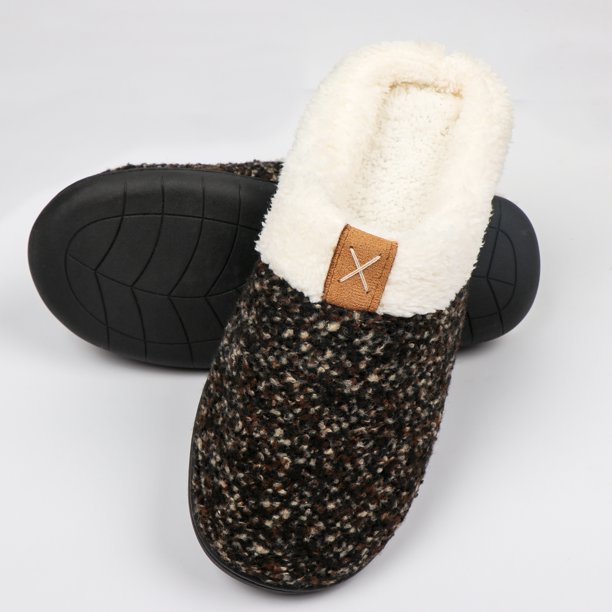 Fantaslook Womens Cozy Memory Foam Slippers Fuzzy Wool Plush Fleece Lined House Slippers Indoor