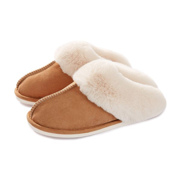 Fantaslook Womens Slippers Fluffy Memory Foam Warm Fur House Slippers, Anti-Skid Plush for Indoor