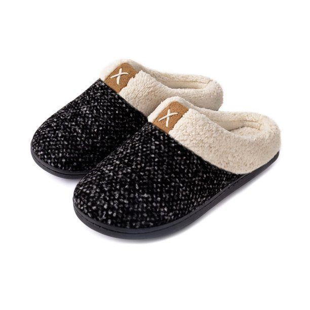 Fantaslook Womens Cozy Memory Foam Slippers Fuzzy Wool Plush Fleece Lined House Slippers Indoor