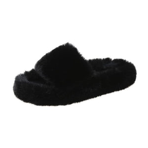 Fantaslook Women's Fuzzy Slippers Fur Soft Plush Cozy House Slippers Furry Open Toe Indoor