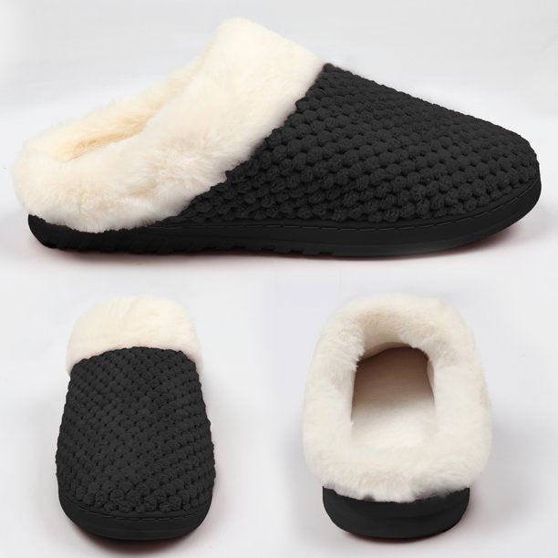 Women's Fuzzy House Slippers Fish Scale Pattern Home Shoes