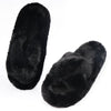 Women's Fuzzy Slippers Cross Band Open Toe House Shoes