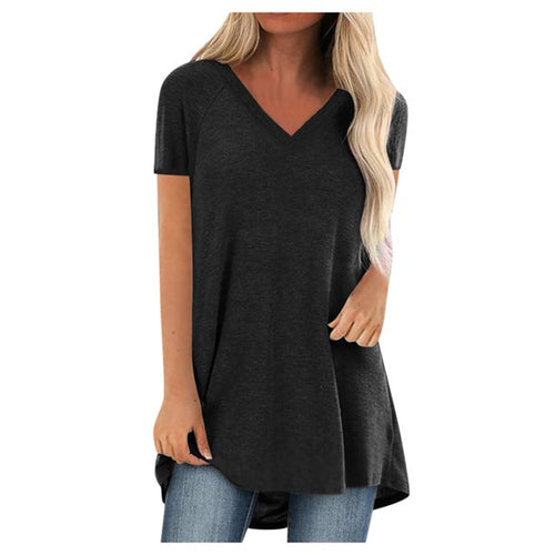 Fantaslook Casual Women T-shirts V-Neck Loose Tunics Tee