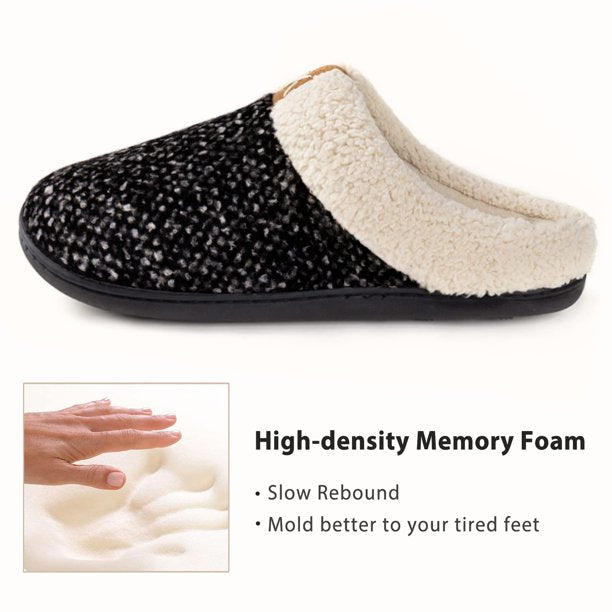 Fantaslook Womens Cozy Memory Foam Slippers Fuzzy Wool Plush Fleece Lined House Slippers Indoor